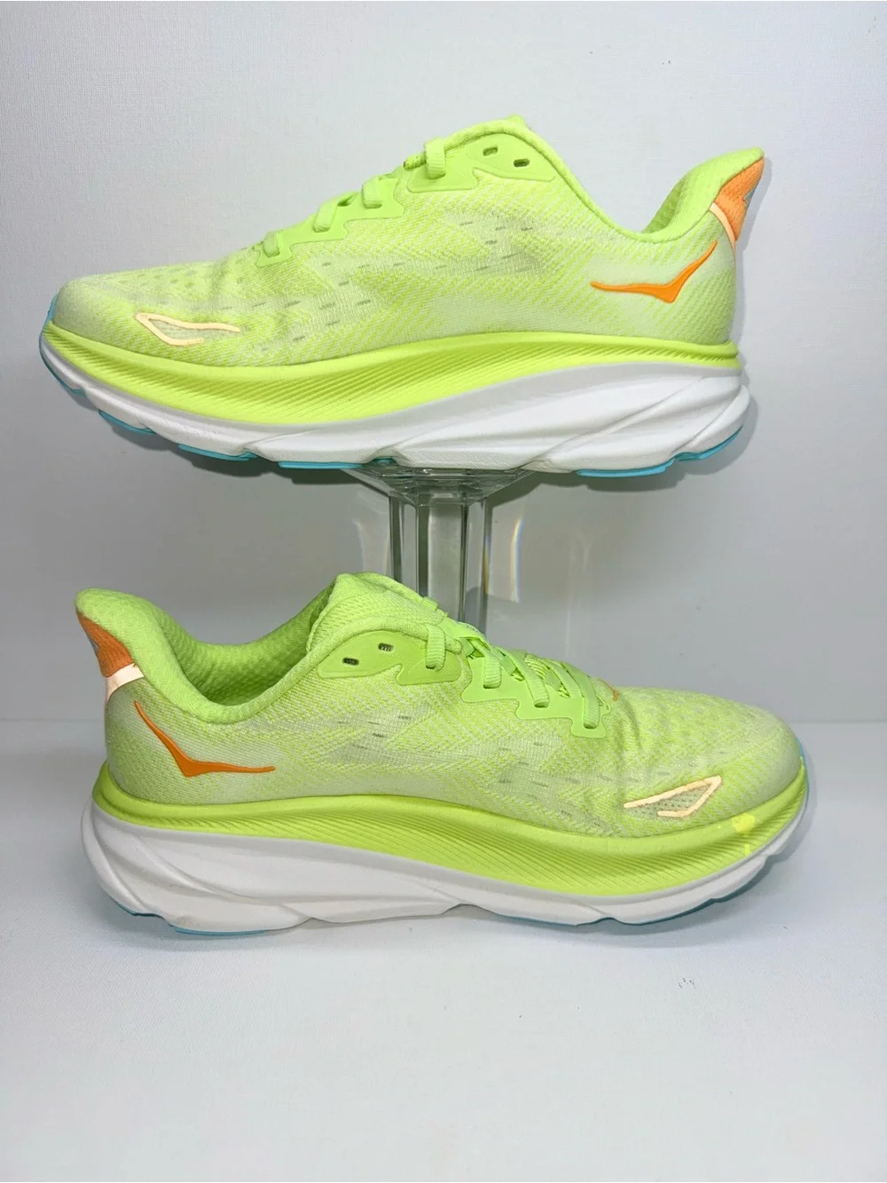 Hoka One One Women's Running Shoes - Neon Lime with Blue & Orange Accents